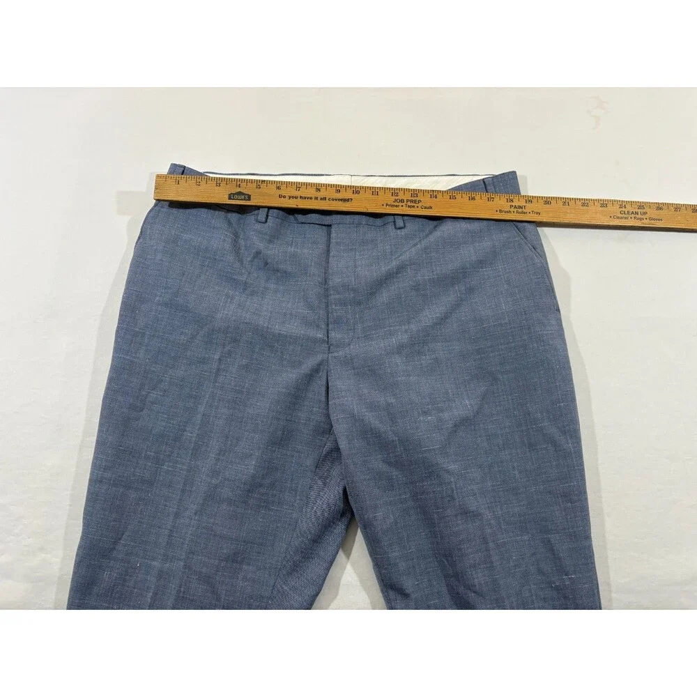 Lauren Ralph Lauren Mens Blue Wool Linen Flat Front Dress Pants Preppy Sz 42x26